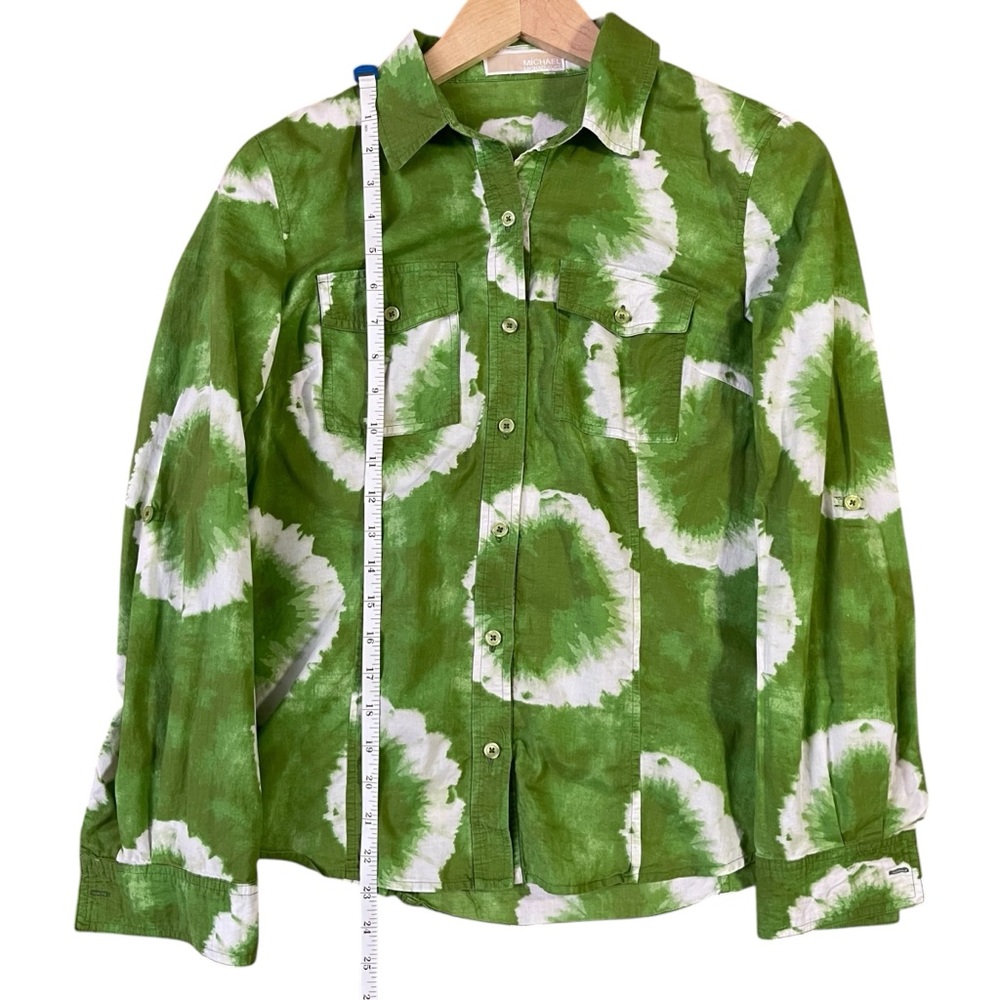 Michael Kors Green Tie Dye Button Down Shirt Lightweight Casual Resort Top S * - Picture 7 of 11